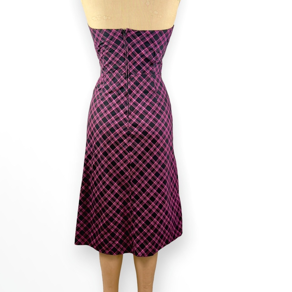 Y2K Plaid Strapless Pink Midi Dress Ruby Rox  Belt Coquette Punk Tartan Size M - Picture 5 of 8